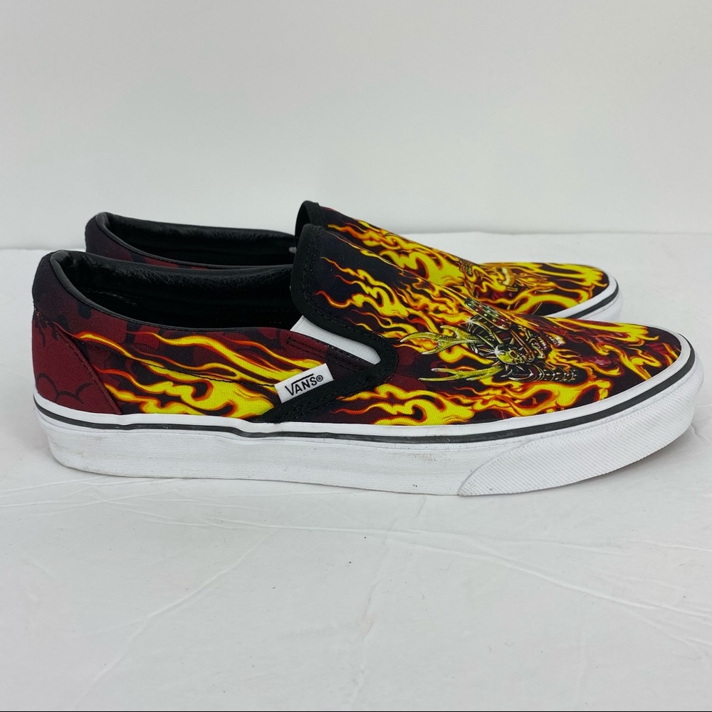 Vans Slip On Samurai Rising Sneakers Flames Skull - Picture 7 of 13